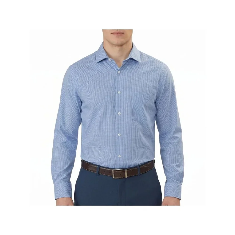 NWT Calvin Klein Men's L Blue Soft Multi-Stretch Dress Shirt Long Sleeve Regular